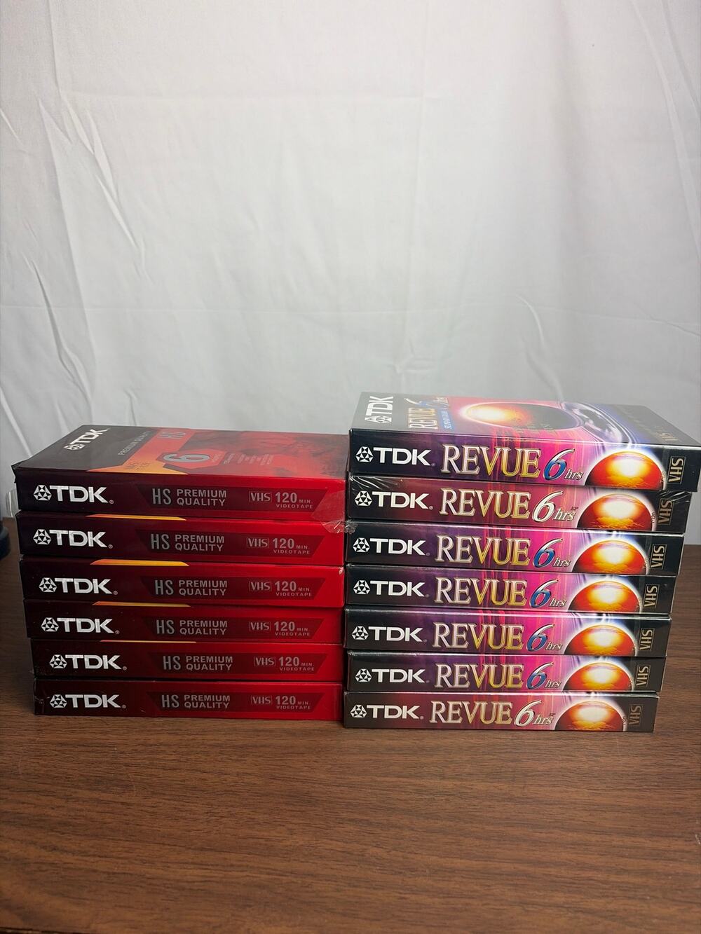 Lot of 12 TDK VHS Tapes Blank T-120 6 Hour Revue HS Premium New Factory Sealed